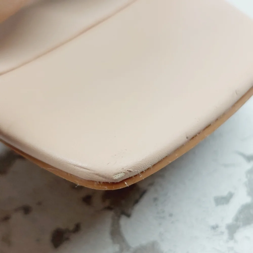 New Open Edit Remmy Twisted Strap Beige Square Toe Heeled Sandals W303 - Picture 15 of 16